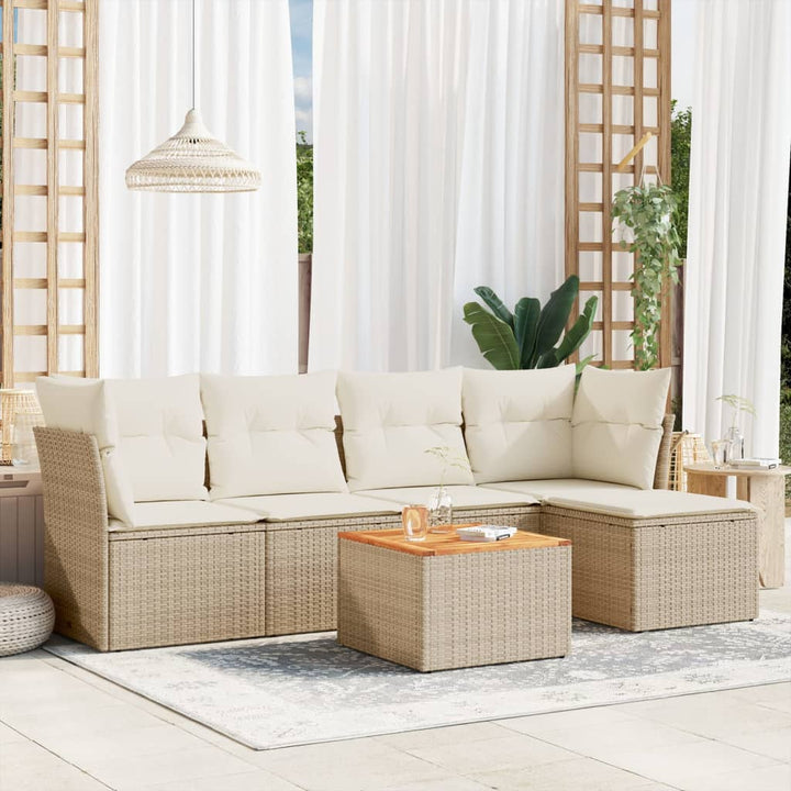 Set Mobilier Grădină Cu Perne, 6 Piese, , Poliratan