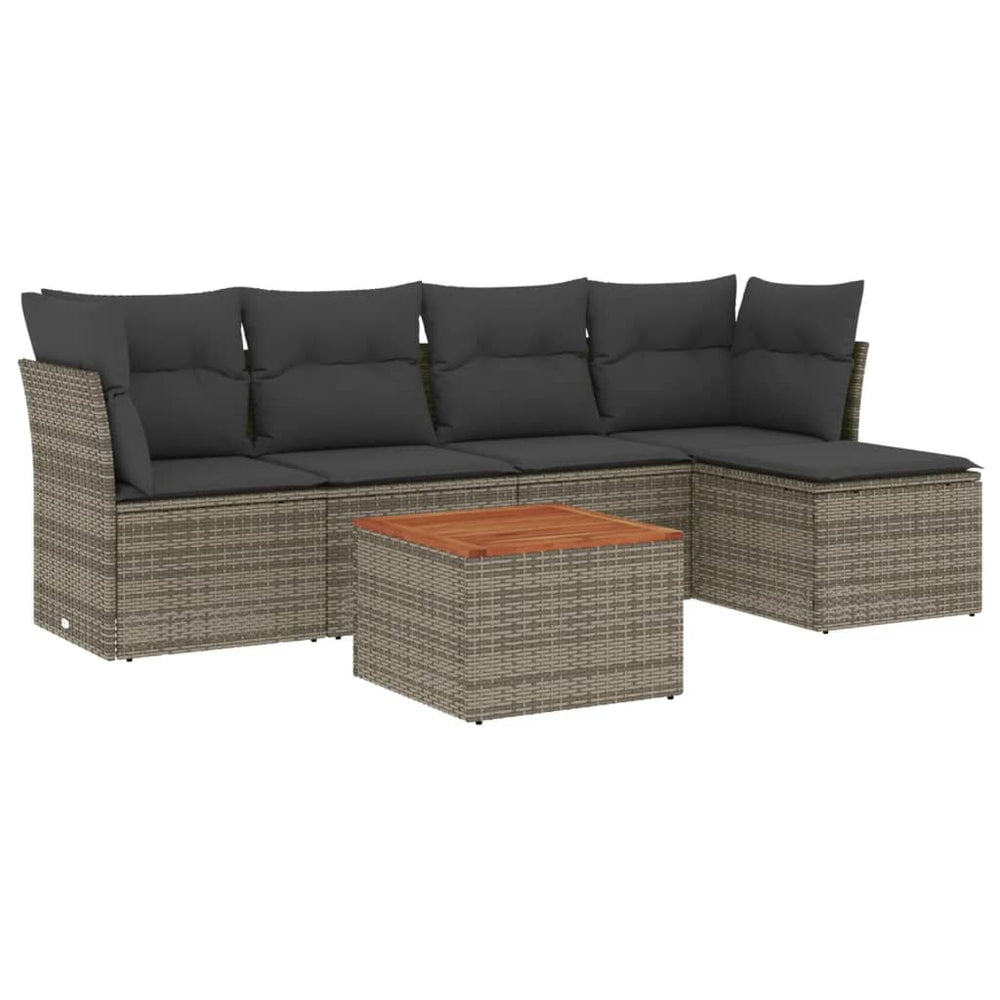 Set Mobilier Grădină Cu Perne, 6 Piese, , Poliratan