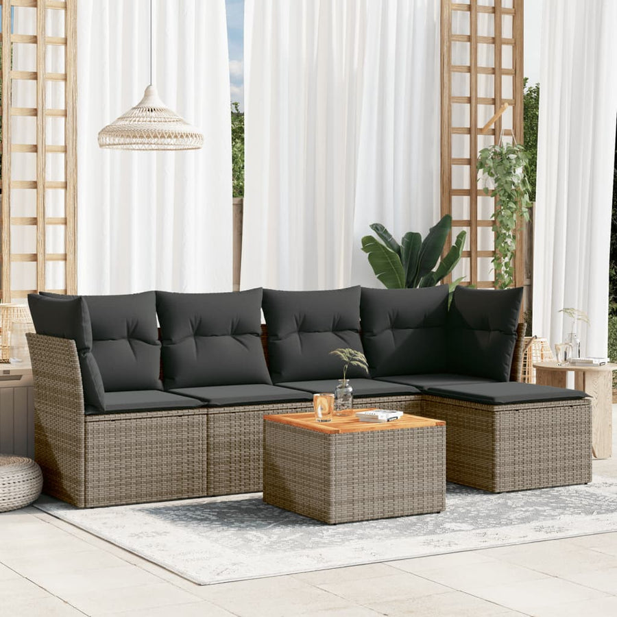 Set Mobilier Grădină Cu Perne, 6 Piese, , Poliratan