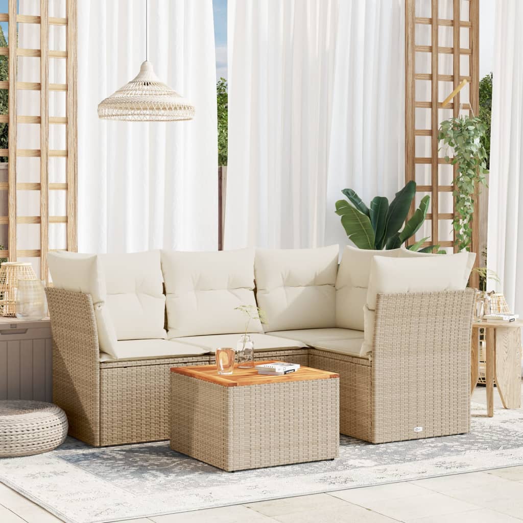 Set Mobilier De Grădină Cu Perne, 5 Piese, Negru, Poliratan