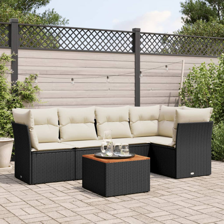 Set Mobilier De Grădină Cu Perne, 6 Piese, Negru, Poliratan