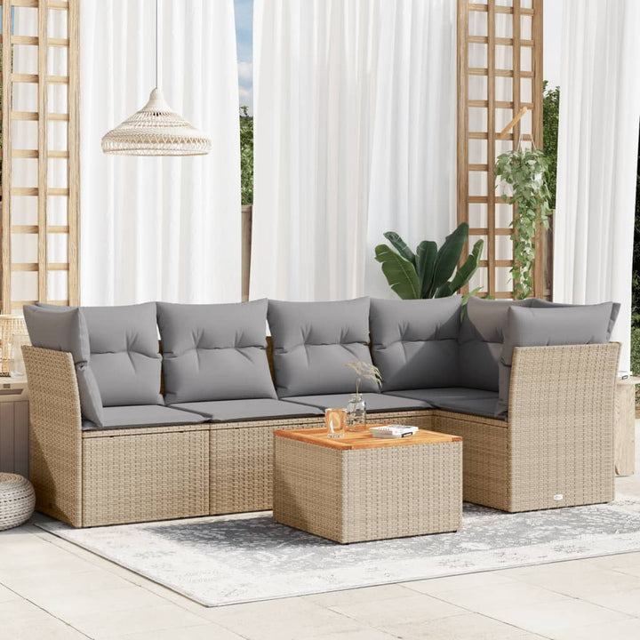 Set Mobilier De Grădină Cu Perne, 6 Piese, Negru, Poliratan