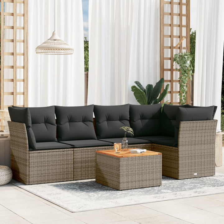Set Mobilier De Grădină Cu Perne, 6 Piese, Negru, Poliratan