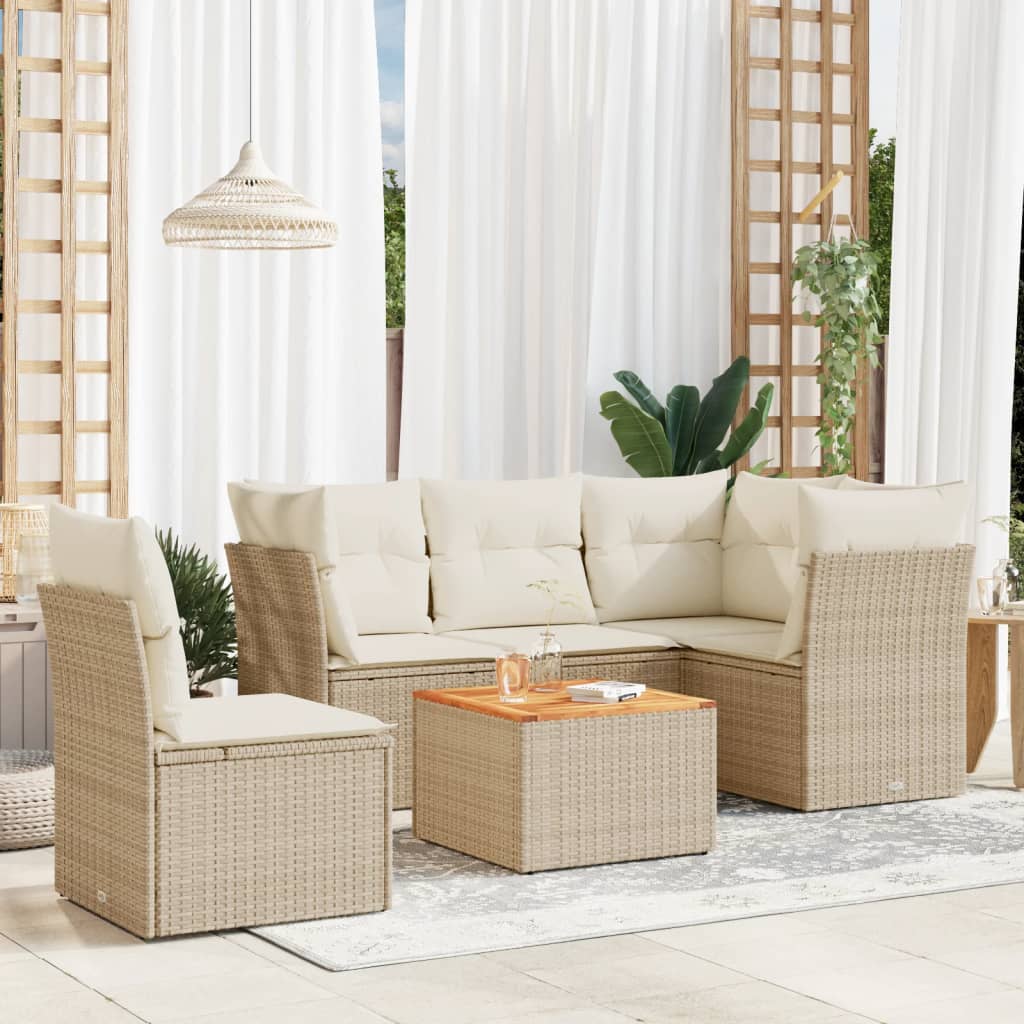 Set Mobilier De Grădină Cu Perne, 6 Piese, Negru, Poliratan