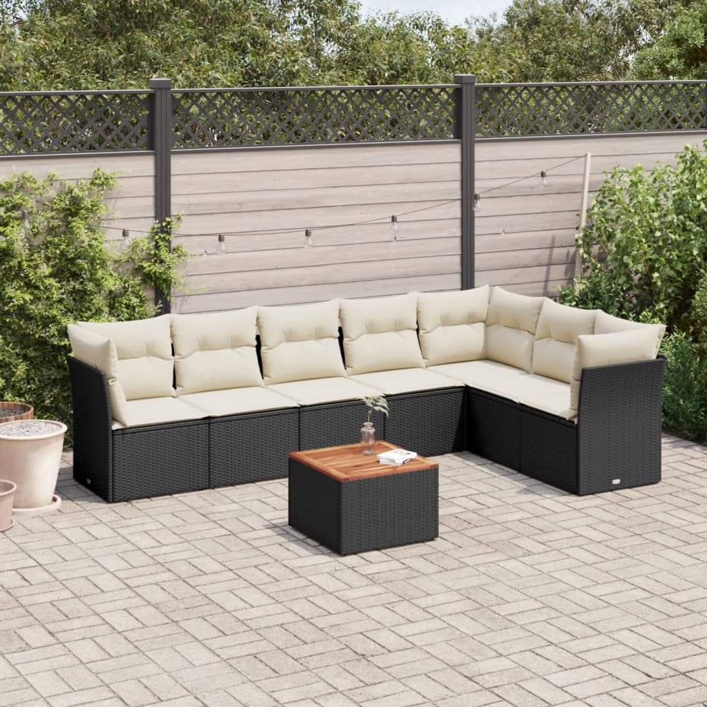 Set Mobilier De Grădină Cu Perne, 8 Piese, , Poliratan