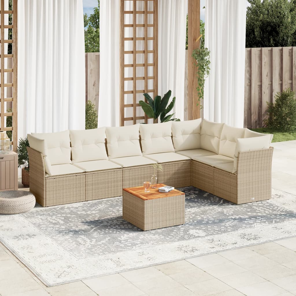 Set Mobilier De Grădină Cu Perne, 8 Piese, , Poliratan