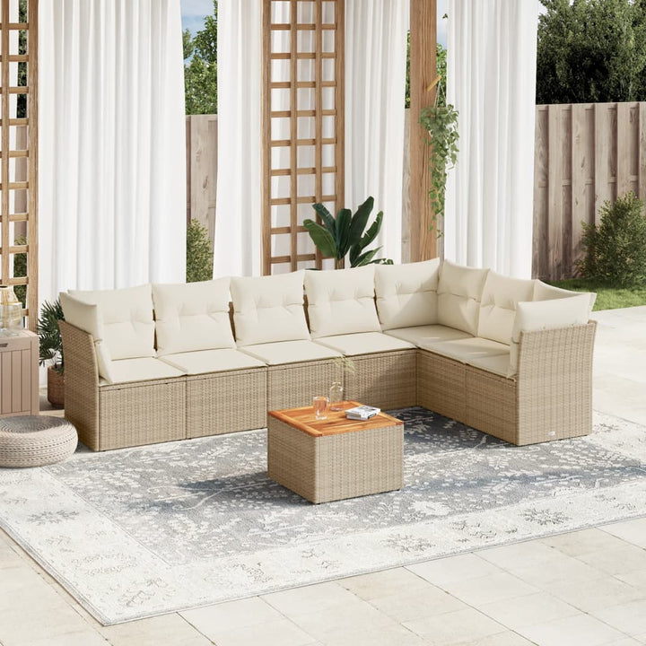 Set Mobilier De Grădină Cu Perne, 8 Piese, , Poliratan