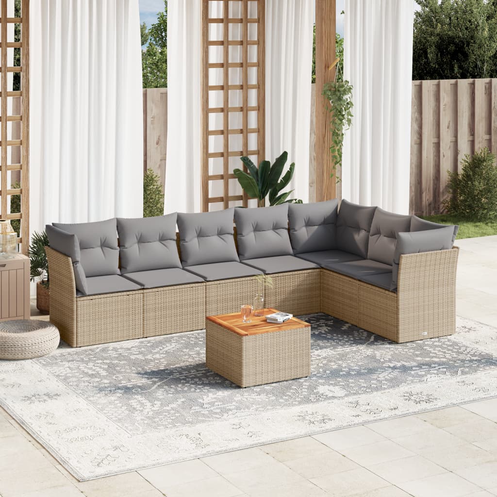 Set Mobilier De Grădină Cu Perne, 8 Piese, , Poliratan