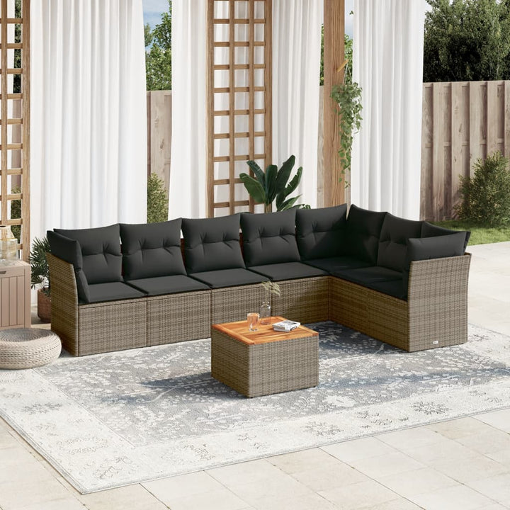 Set Mobilier De Grădină Cu Perne, 8 Piese, , Poliratan