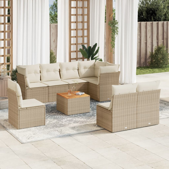 Set Mobilier De Grădină Cu Perne, 9 Piese, Negru, Poliratan