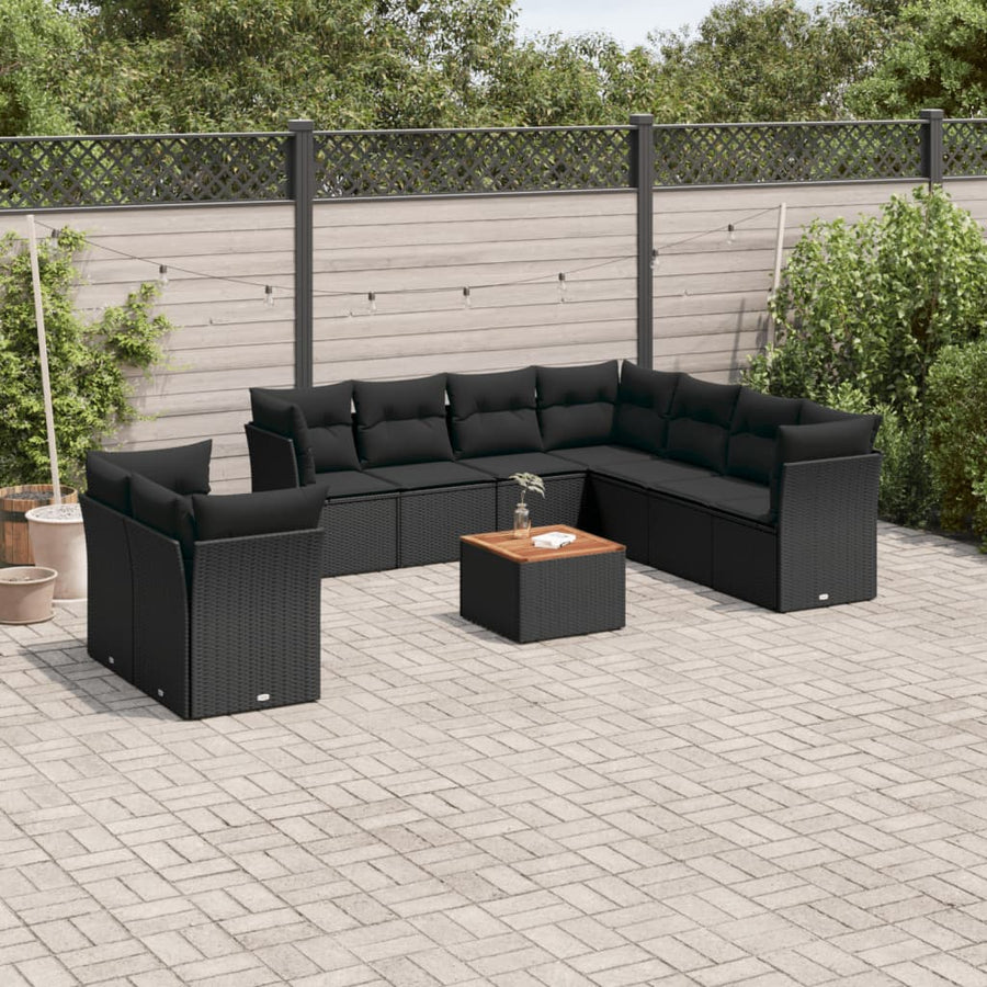 Set Canapele De Grădină Cu Perne, 10 Piese, , Poliratan