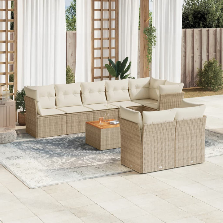 Set Mobilier De Grădină Cu Perne, 9 Piese, Negru, Poliratan