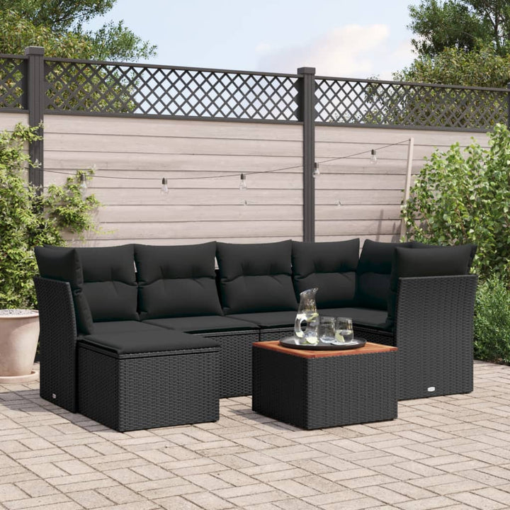 Set Canapele De Grădină, 7 Piese, Cu Perne, , Poliratan