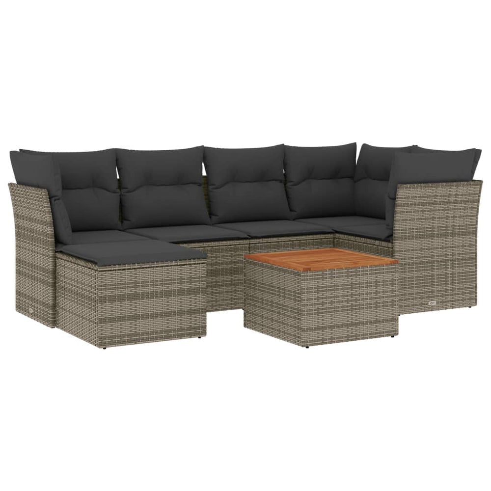 Set Canapele De Grădină, 7 Piese, Cu Perne, , Poliratan