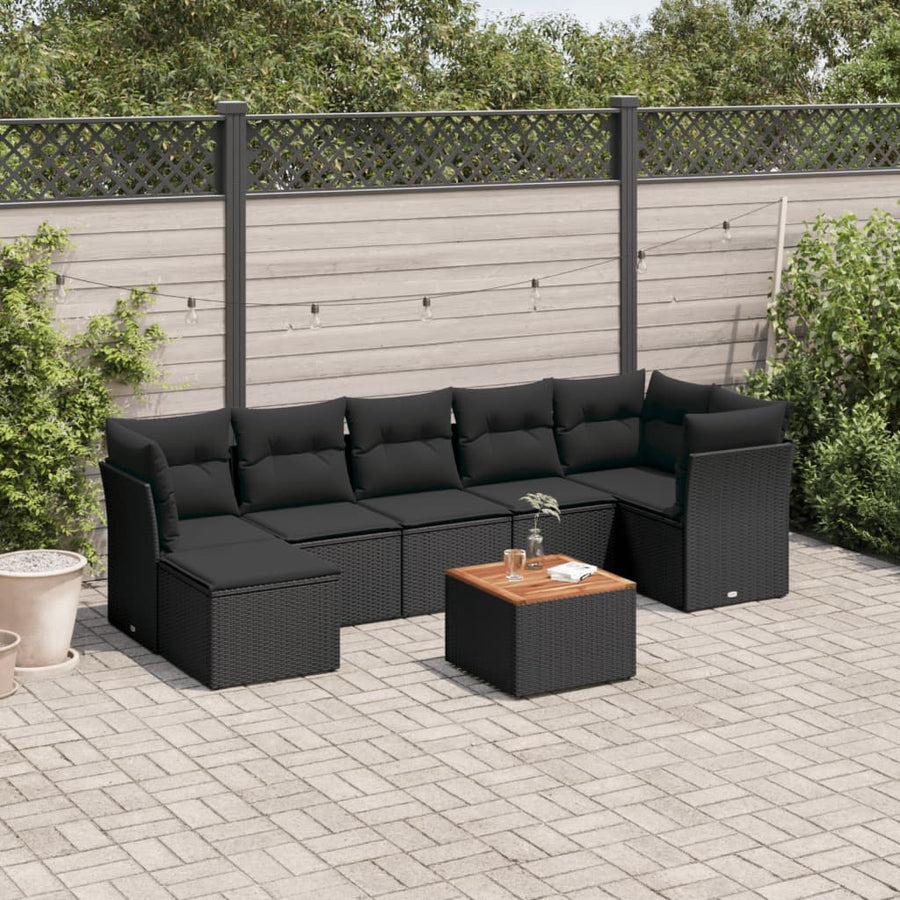 Set Mobilier De Grădină Cu Perne, 8 Piese, , Poliratan
