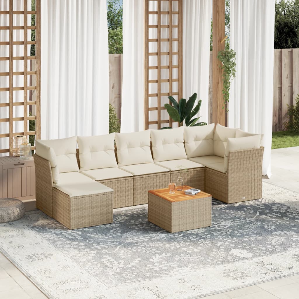 Set Mobilier De Grădină Cu Perne, 8 Piese, , Poliratan