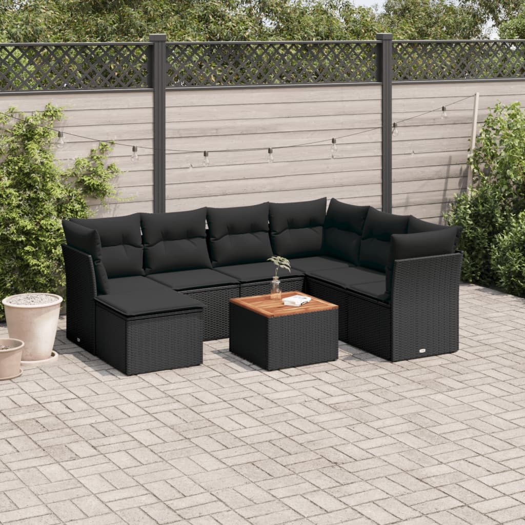 Set Mobilier De Grădină Cu Perne, 8 Piese, , Poliratan