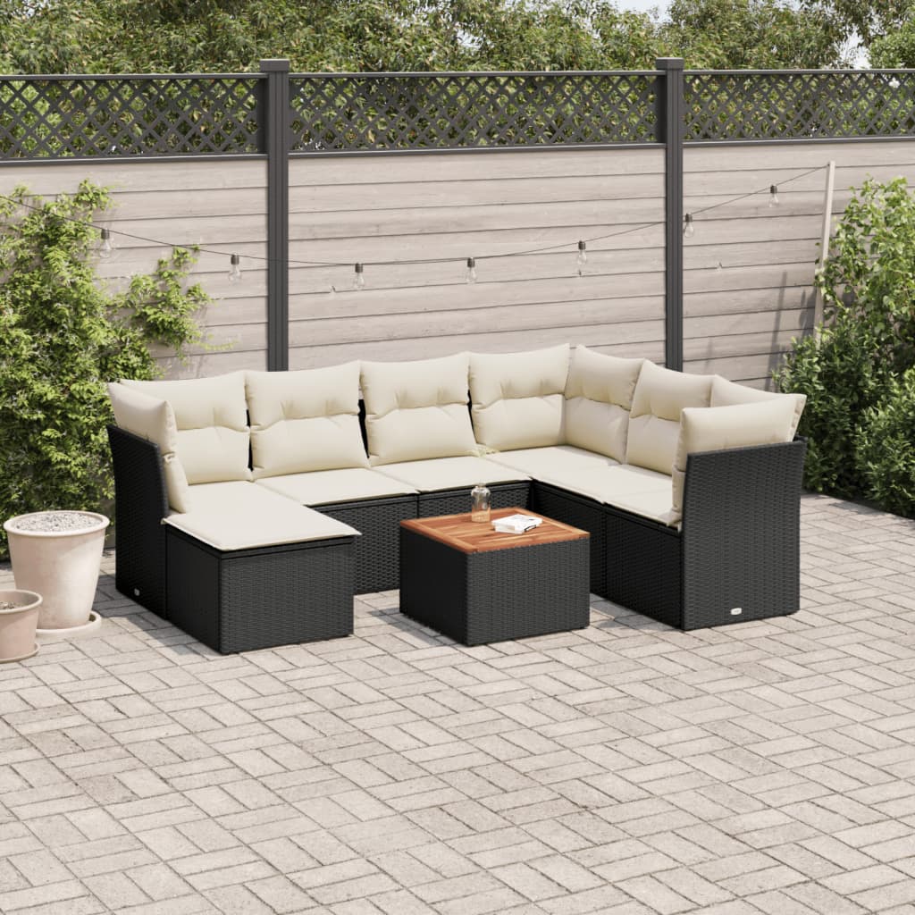 Set Mobilier De Grădină Cu Perne, 8 Piese, , Poliratan