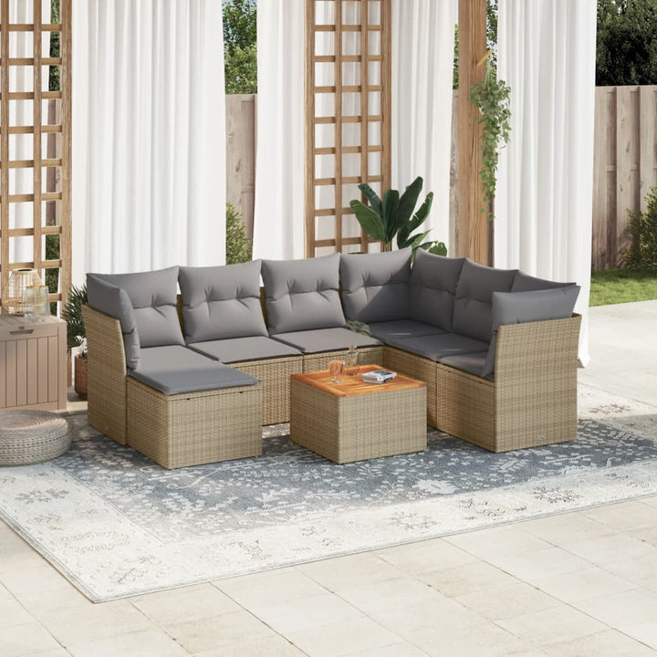 Set Mobilier De Grădină Cu Perne, 8 Piese, , Poliratan