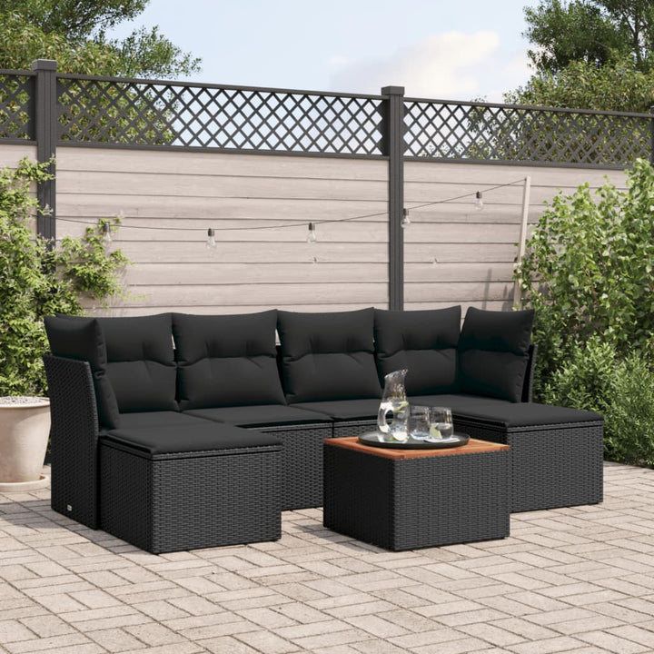 Set Canapele De Grădină, 7 Piese, Cu Perne, , Poliratan