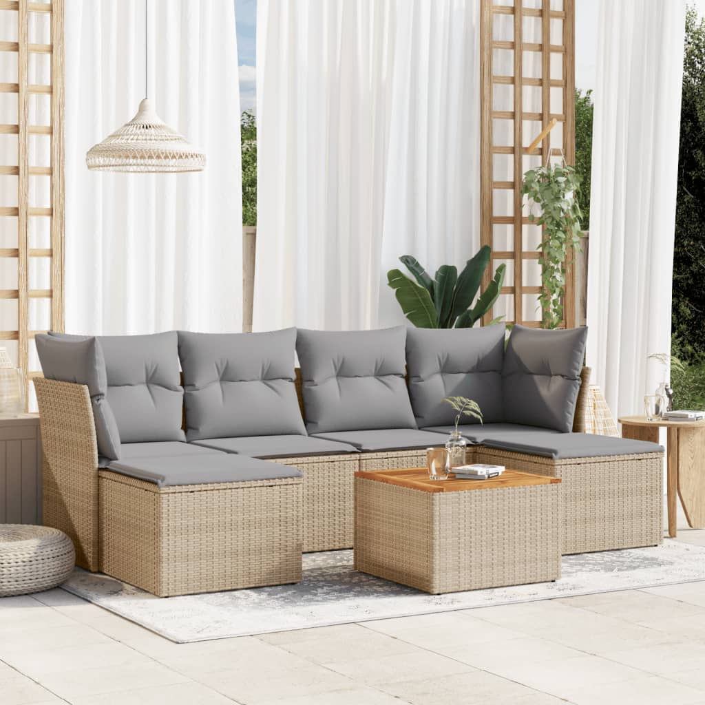 Set Canapele De Grădină, 7 Piese, Cu Perne, , Poliratan