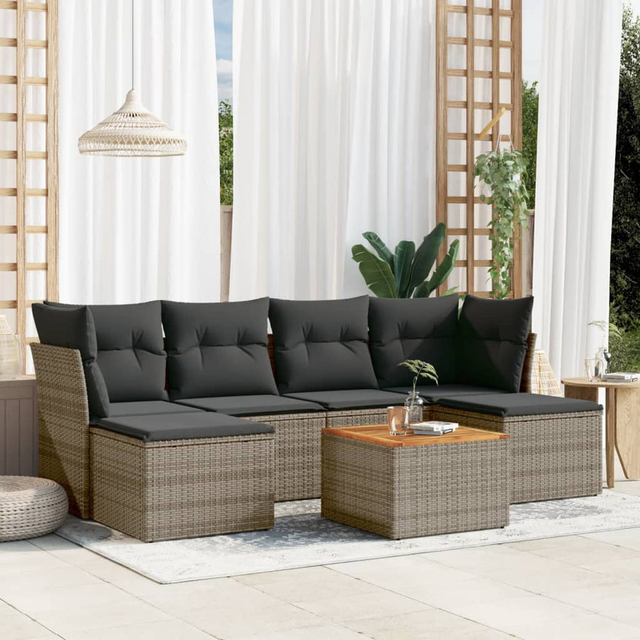 Set Canapele De Grădină, 7 Piese, Cu Perne, , Poliratan