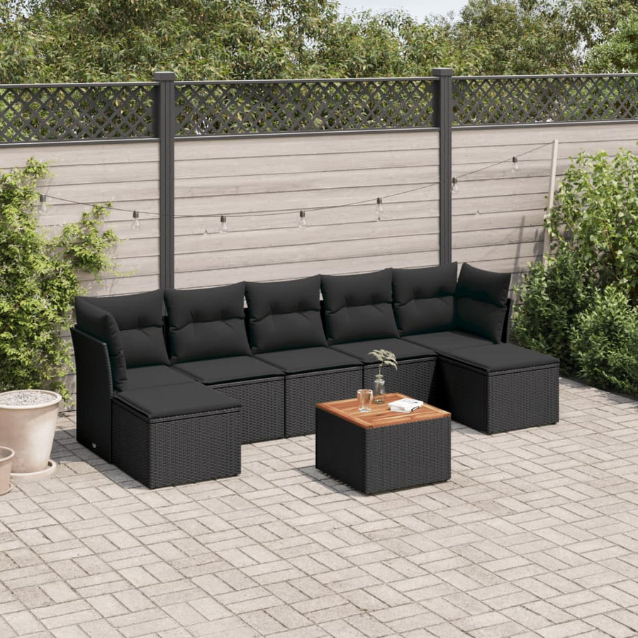 Set Mobilier De Grădină Cu Perne, 8 Piese, , Poliratan