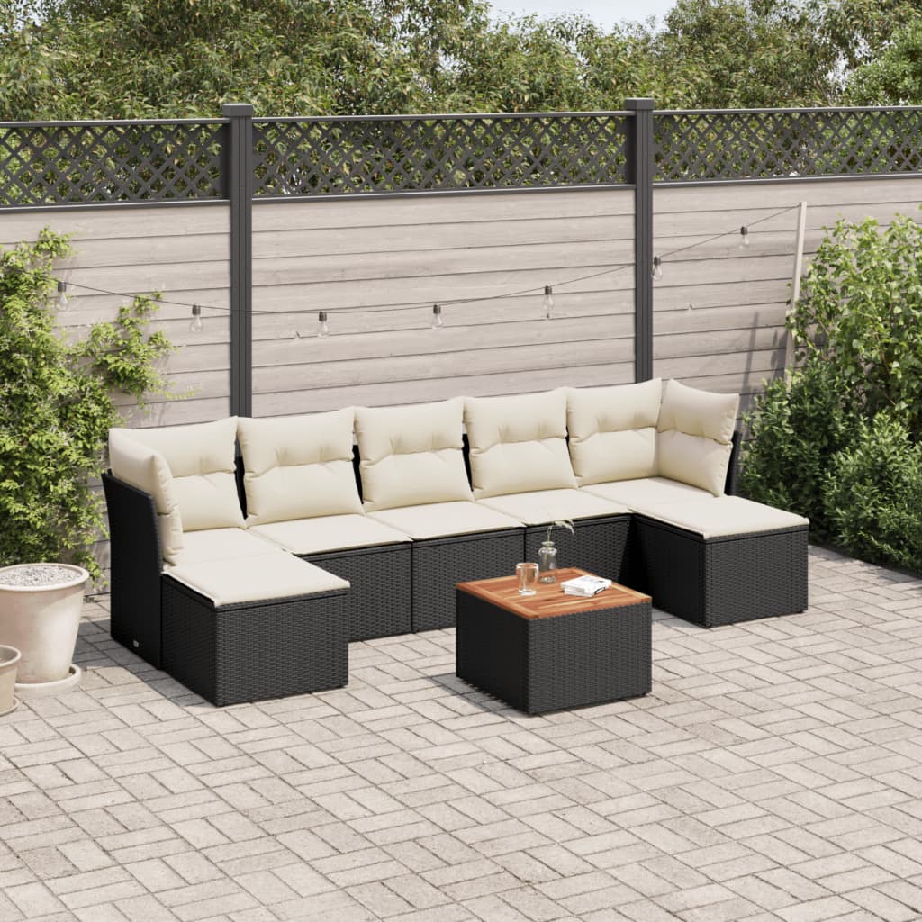 Set Mobilier De Grădină Cu Perne, 8 Piese, , Poliratan