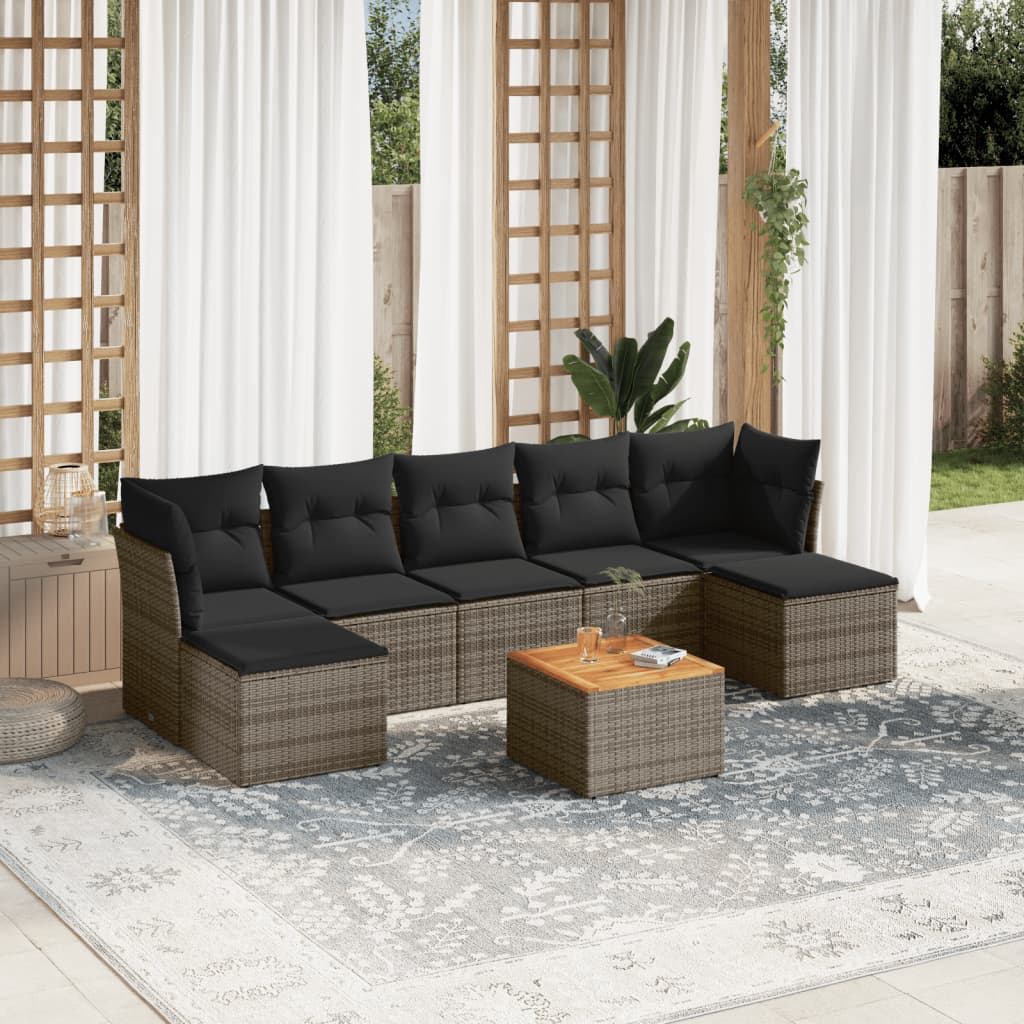 Set Mobilier De Grădină Cu Perne, 8 Piese, , Poliratan