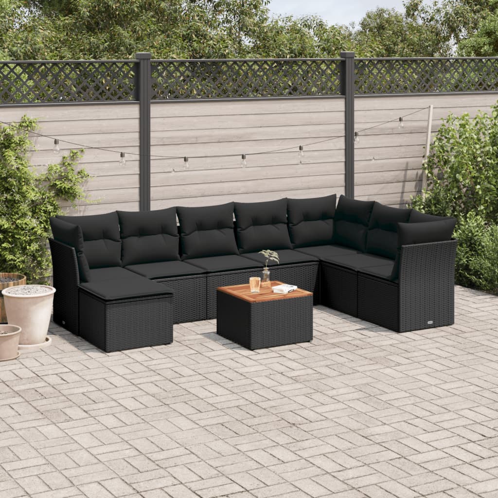 Set Canapele De Grădină, 9 Piese, Cu Perne, , Poliratan
