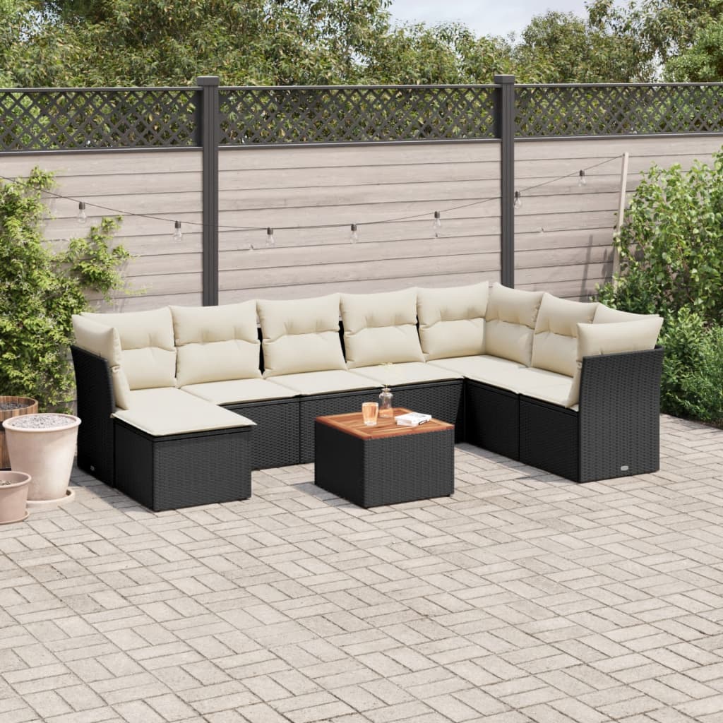 Set Canapele De Grădină, 9 Piese, Cu Perne, , Poliratan