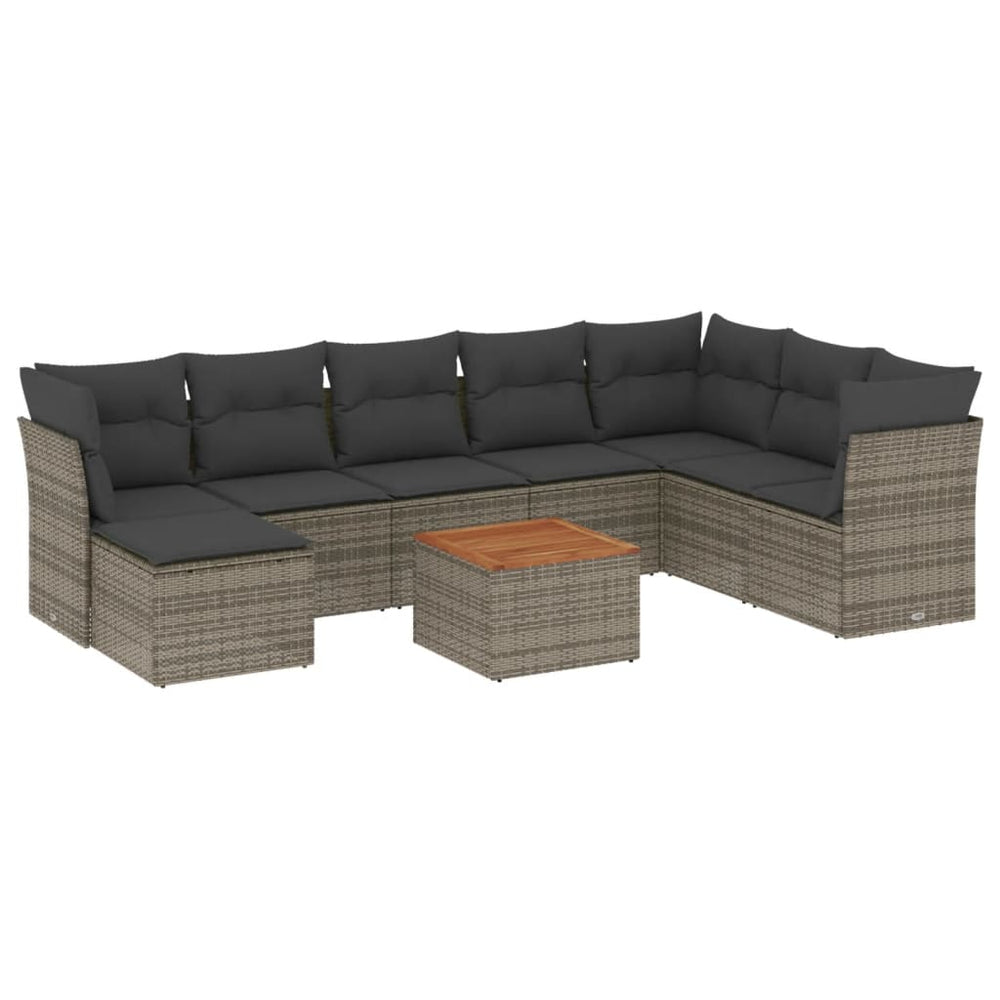 Set Canapele De Grădină, 9 Piese, Cu Perne, , Poliratan