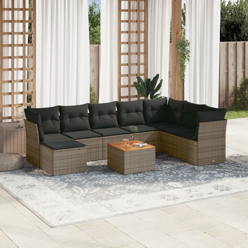 Set Canapele De Grădină, 9 Piese, Cu Perne, , Poliratan