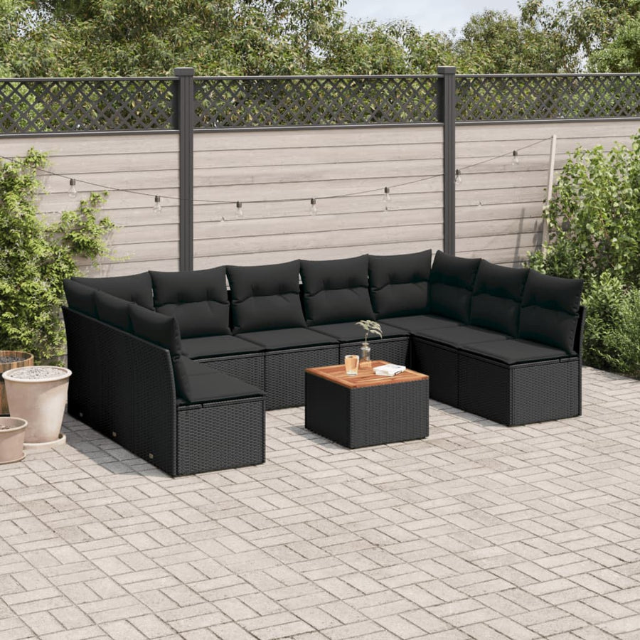 Set Canapele De Grădină Cu Perne, 10 Piese, , Poliratan