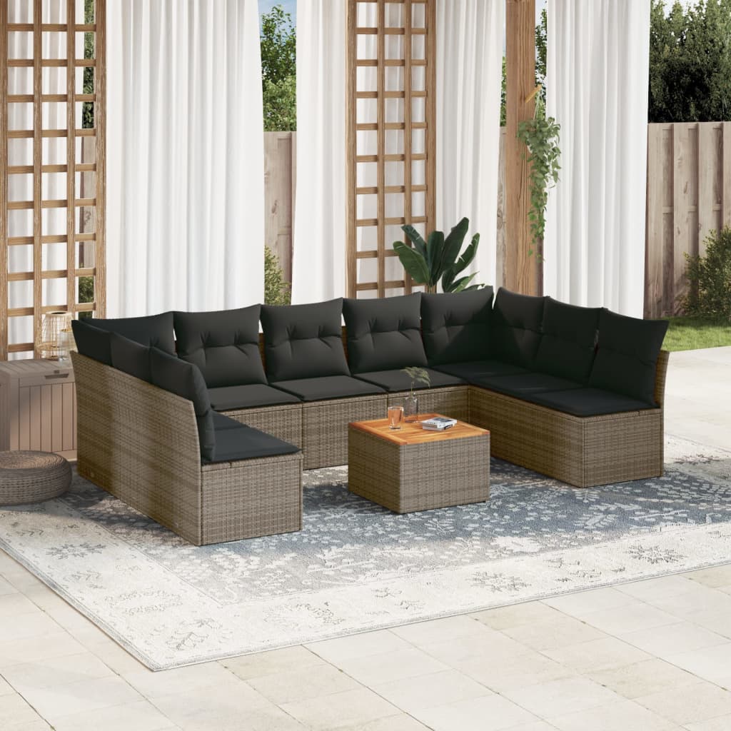 Set Canapele De Grădină Cu Perne, 10 Piese, , Poliratan
