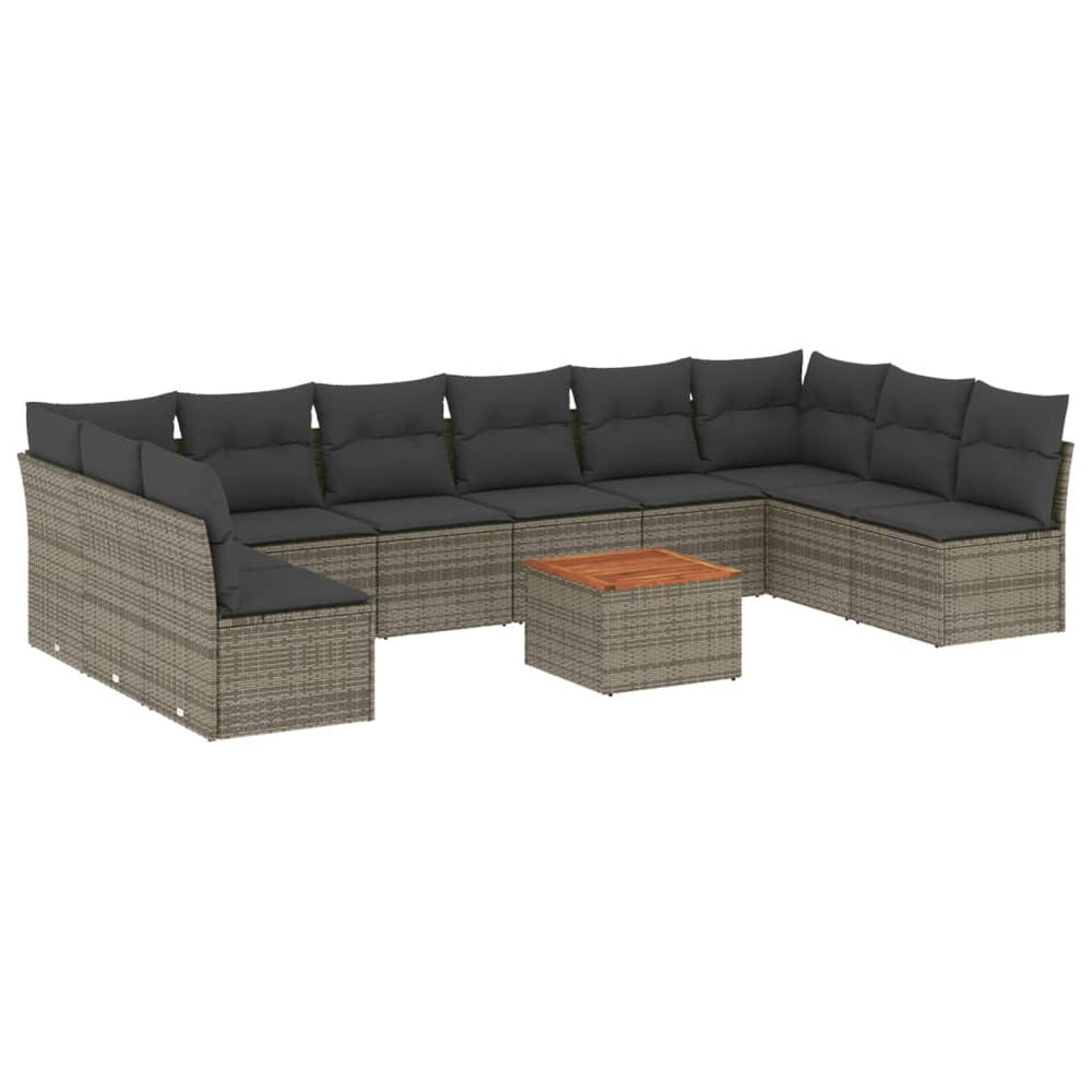 Set Canapele De Grădină Cu Perne, 11 Piese, , Poliratan