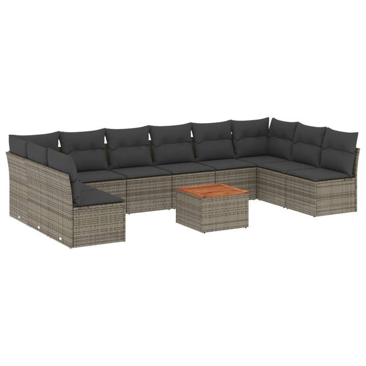 Set Canapele De Grădină Cu Perne, 11 Piese, , Poliratan