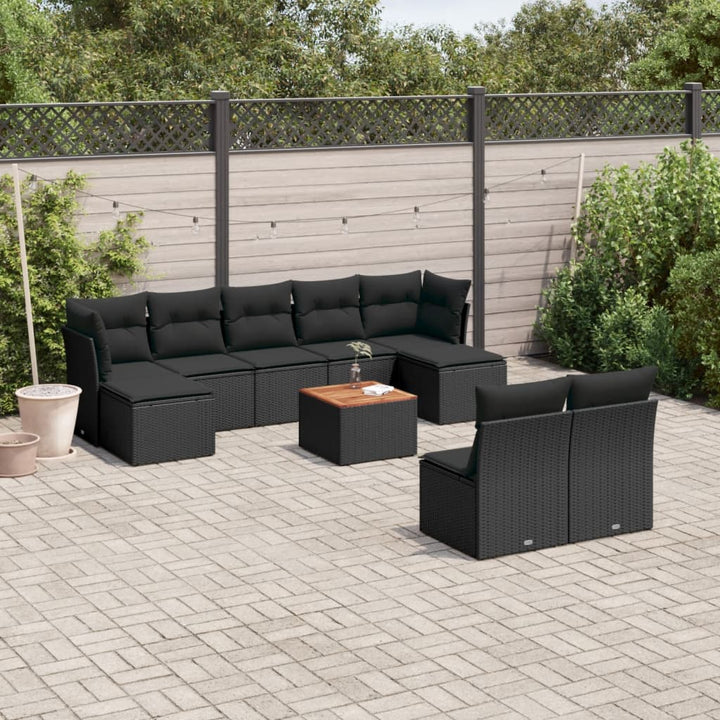 Set Mobilier De Grădină Cu Perne, 10 Piese, , Poliratan