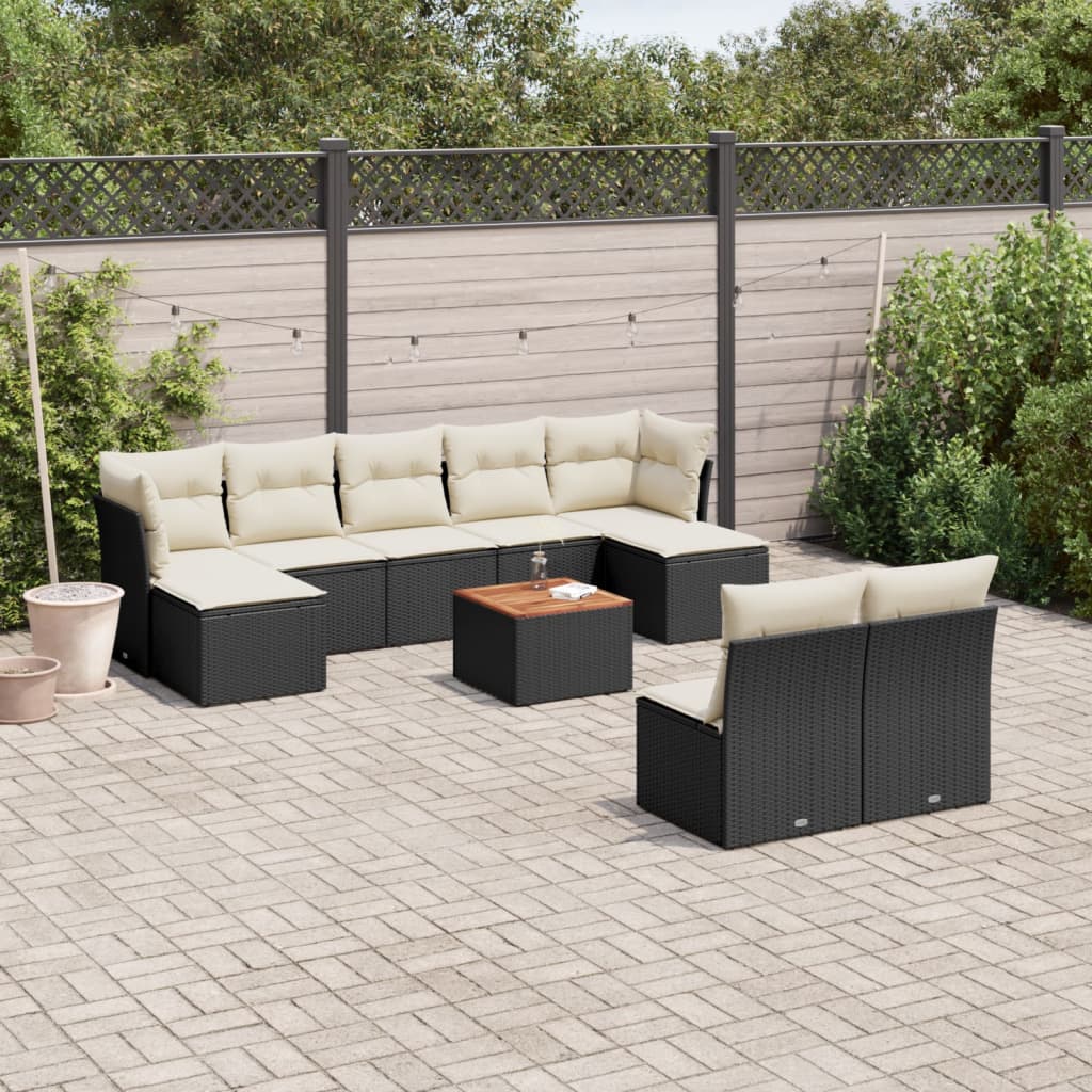 Set Mobilier De Grădină Cu Perne, 10 Piese, , Poliratan