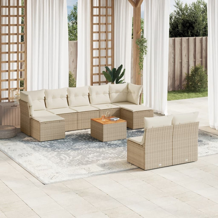 Set Mobilier De Grădină Cu Perne, 10 Piese, , Poliratan
