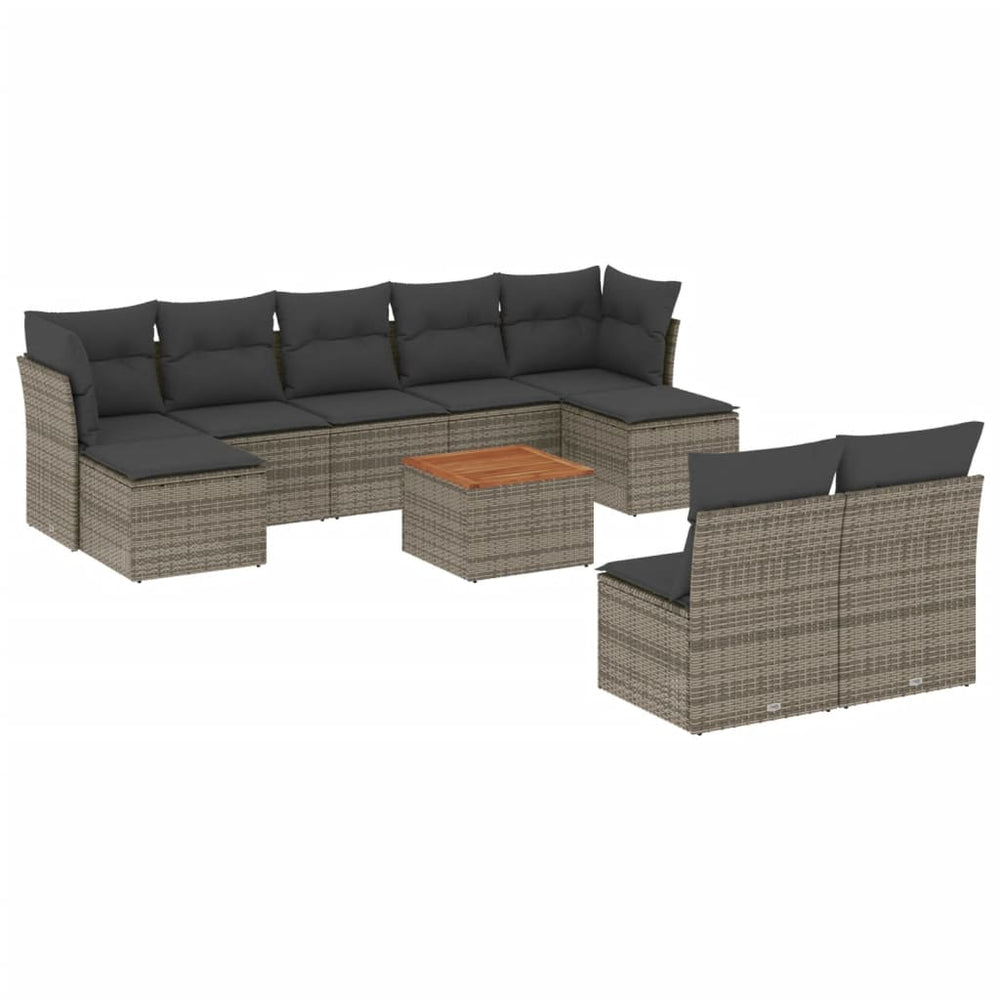 Set Mobilier De Grădină Cu Perne, 10 Piese, , Poliratan