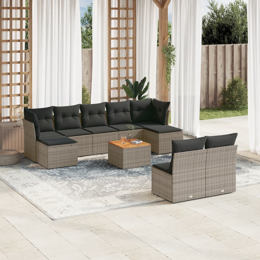 Set Mobilier De Grădină Cu Perne, 10 Piese, , Poliratan