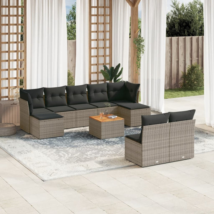 Set Mobilier De Grădină Cu Perne, 10 Piese, , Poliratan