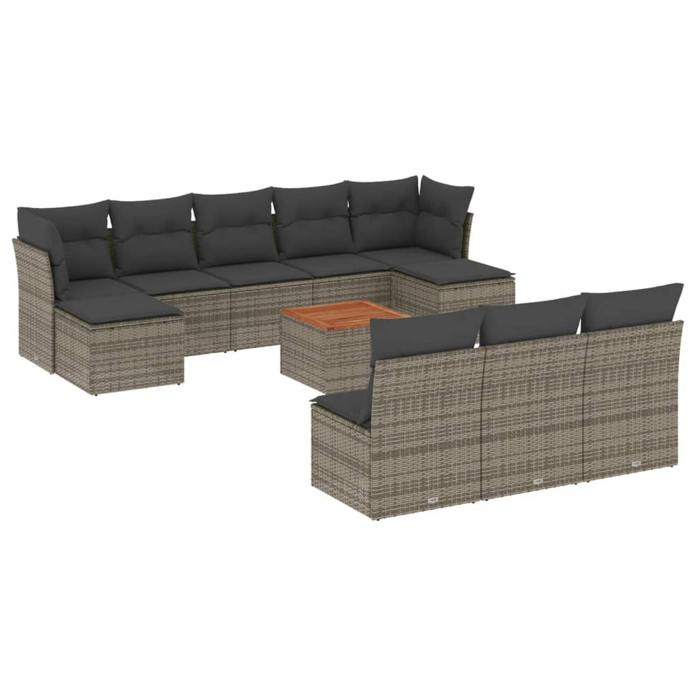 Set Canapele De Grădină Cu Perne, 11 Piese, , Poliratan
