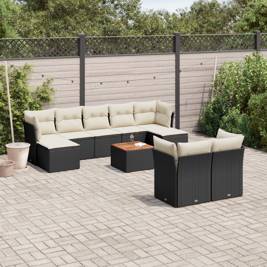 Set Mobilier De Grădină Cu Perne, 10 Piese, , Poliratan