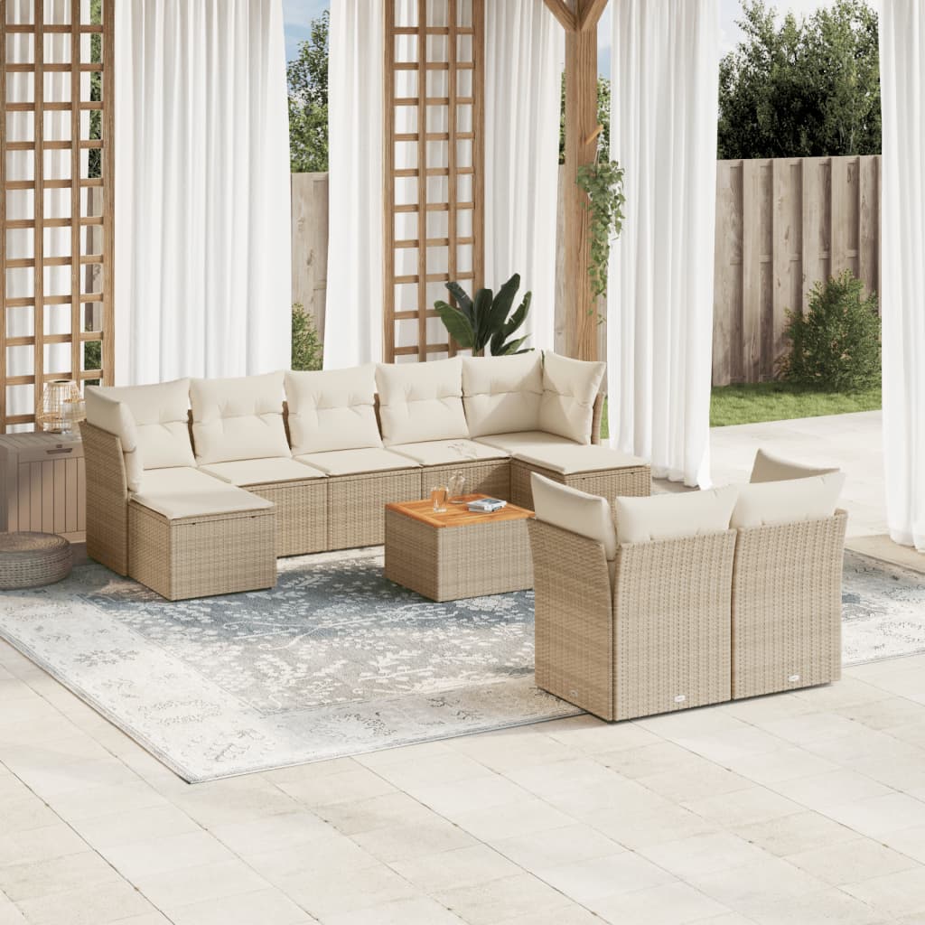 Set Mobilier De Grădină Cu Perne, 10 Piese, , Poliratan