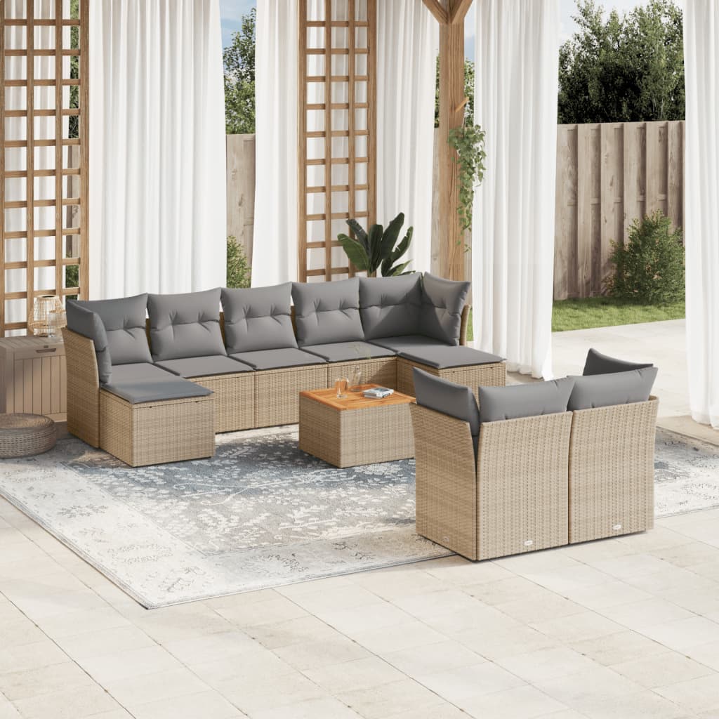 Set Mobilier De Grădină Cu Perne, 10 Piese, , Poliratan