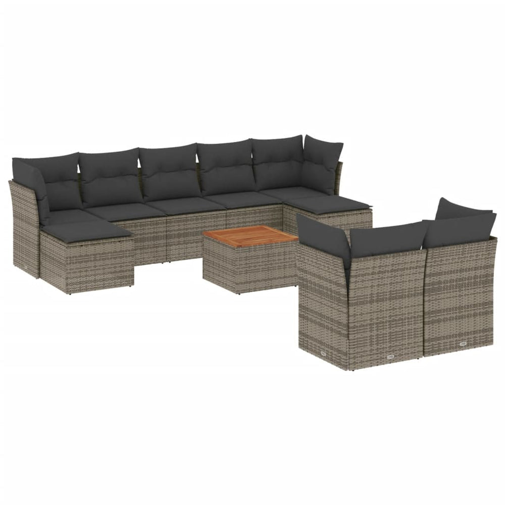 Set Mobilier De Grădină Cu Perne, 10 Piese, , Poliratan