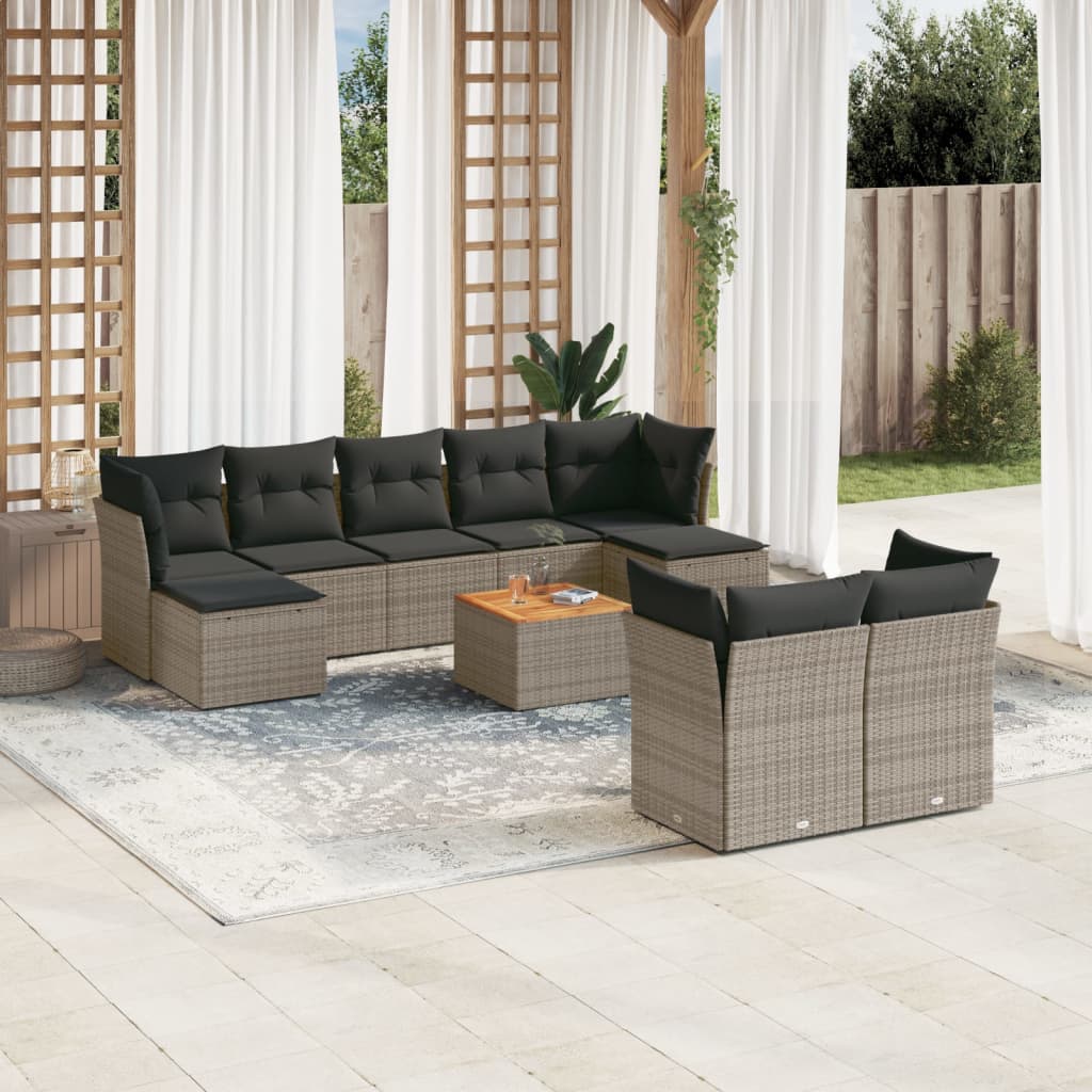 Set Mobilier De Grădină Cu Perne, 10 Piese, , Poliratan
