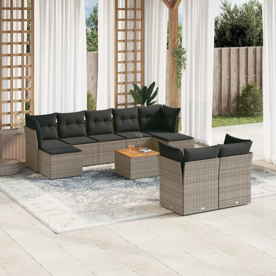 Set Mobilier De Grădină Cu Perne, 10 Piese, , Poliratan